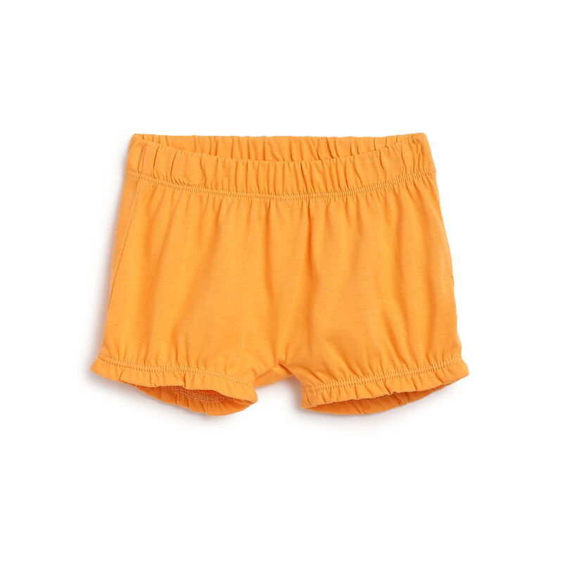 Girls Light Orange Printed Outfit with Short Pants image number 2